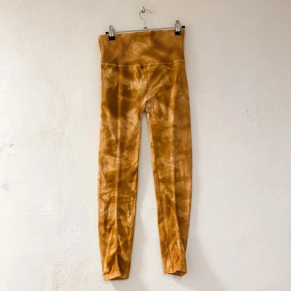 Free People Good Karma Tie-Dye Leggings in Burnt Topaz Medium